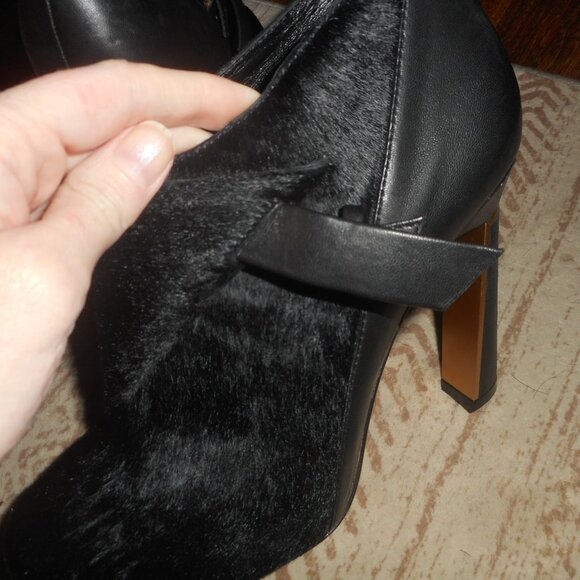 NEW Derek Lam black leather and cow hair booties, size 8 - Picture 9 of 11